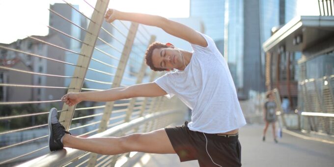 man stretching exercise